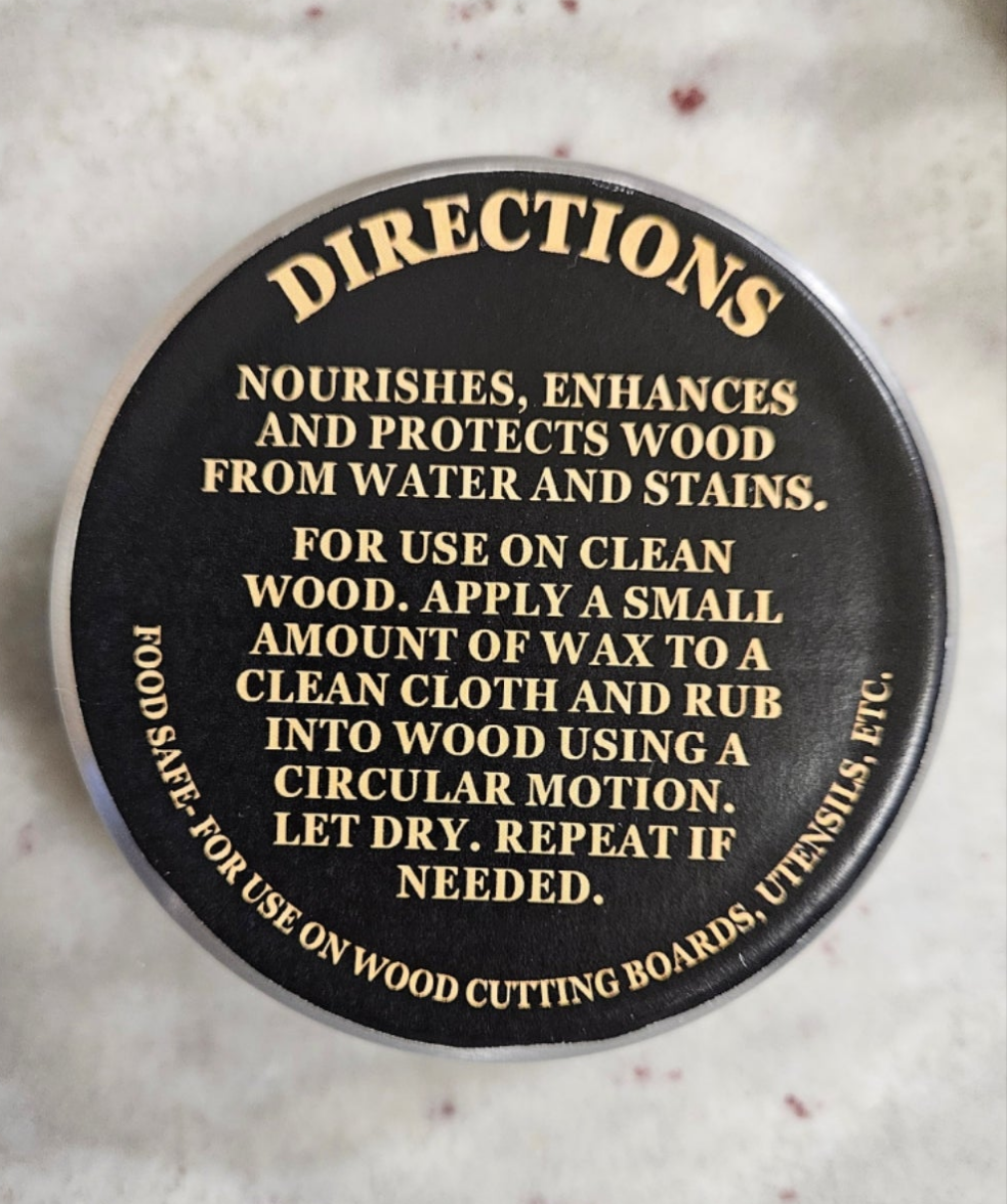 Wood wax/ Cutting Board Conditioner/ With Mineral Oil & Beeswax/ Food safe 3oz.