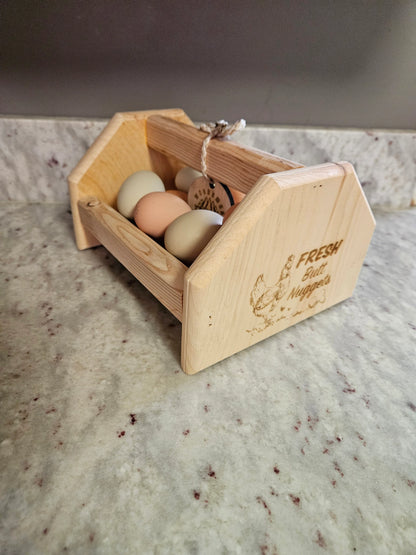 Fresh Butt Nuggets Wooden Egg collection basket for egg storage, display, and organization, for Chicken, Duck, and Quail Egg Harvesting
