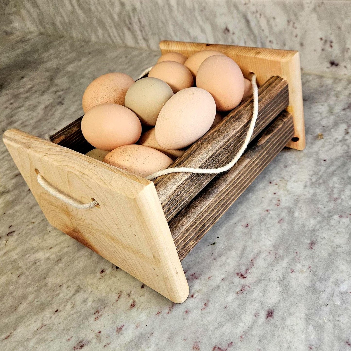 Rustic Wooden Basket for Egg Collection & Vegetable Harvest and Much More! – Personalizable and Sturdy