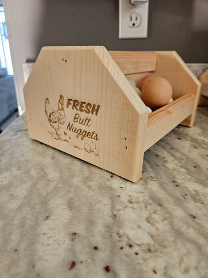 Fresh Butt Nuggets Wooden Egg collection basket for egg storage, display, and organization, for Chicken, Duck, and Quail Egg Harvesting
