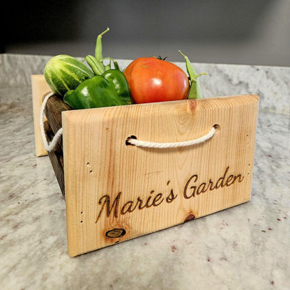 Rustic Wooden Basket for Egg Collection & Vegetable Harvest and Much More! – Personalizable and Sturdy